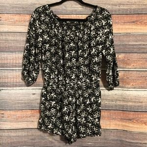 Black and White Floral Banana Republic Romper